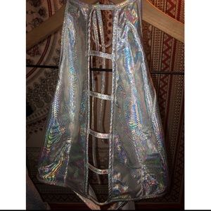 Holographic Festival Halter Tie-top